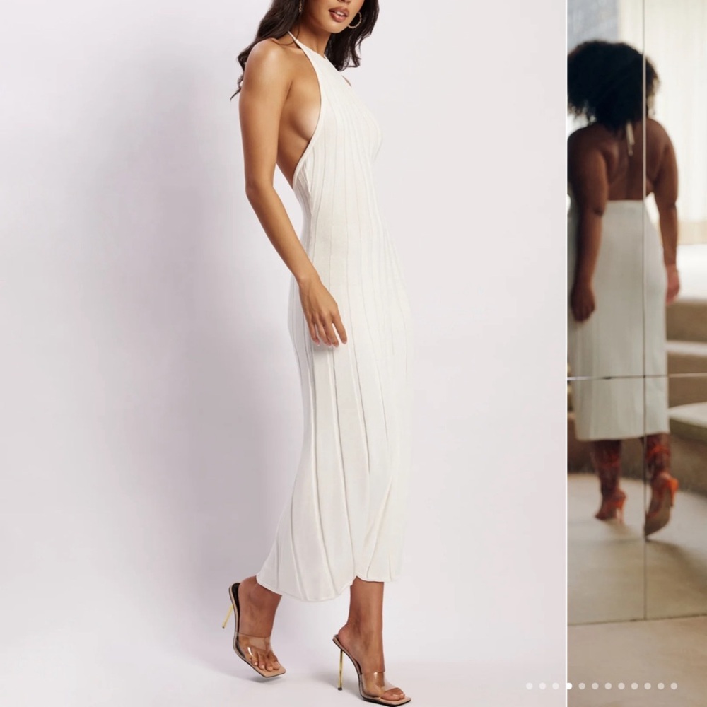 Meshki Adrienne White Midi Halter Dress